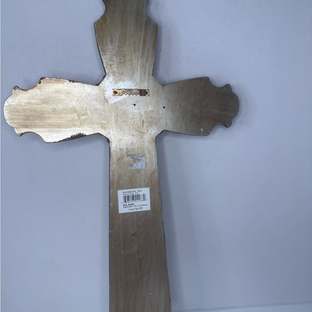 Turquoise Wall Cross Rhinestones Antique Silver Tone  18". - Picture 6 of 11